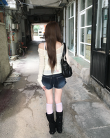 Deep blue denim shorts