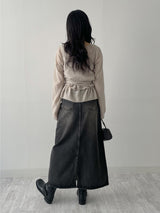 611 A-line Long Denim Skirt