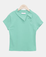バティンピケアシンメトリーポイントショートスリーブTシャツ
