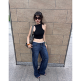 Tiberinus - Lily Jeans - Low-Rise Straight-Leg Jeans - Dark Blue - 23 cm Rise - 23.5 cm Leg Opening