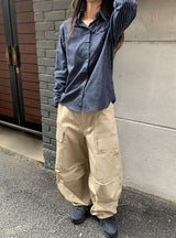 Roil Cotton Wide Cargo Pants