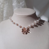 アドラブル リボンパールチョーカーネックレス- Rosegold Color