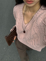 [MADE] Penton Cable V-Neck Crop Knit