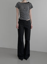 Sherry Layered Boat Neck Short Sleeve T-shirt