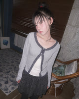 (3color) Lace Slit Warmer Cardigan