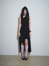 Hood Cropped Cardigan Black
