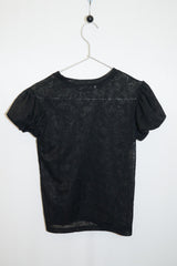 Floral Lace Puff Top (Black)