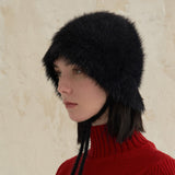 VAZAR Hairy Cloche Hat / Black