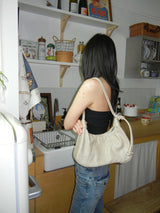 Curved Stitch Shirring Hobo Bag