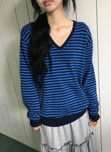 26FW★ [BAONHAUS] セブニン ストライプ ブイネック ニット