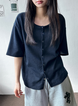 Delita Loose Knit Short-Sleeve Cardigan 5color