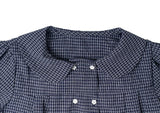 Odile Double Button Puff Check Collar Shirt Blouse