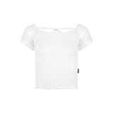SPUARE NECK  BACKLESS RAGLAN TOP_White