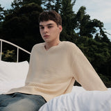 Retro Pattern V-Neck Knitwear - Ivory