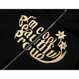 SHINE FUR-HOODIED 2WAY ZIP UP HOODIE BLACK