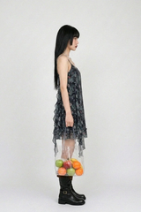 GHOST BLOOM FLOWER CHIFFON FRILL DRESS