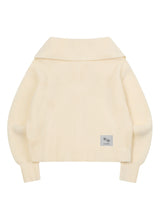 オビアカラーネックニットジップアップ (3COLOR)