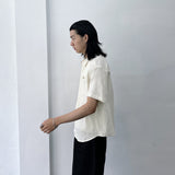 Muted Oat Crinkle Short Sleeve Shirt