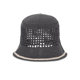 VA Top Button Knit Crochet Bucket Hat / Gray