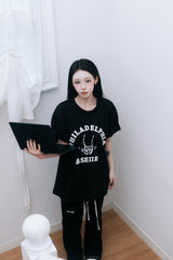 デビルアップリケTシャツ オーバーフィット ブラック