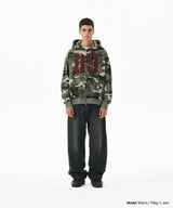 CAMO APPLIQUE ZIP UP HOODIE