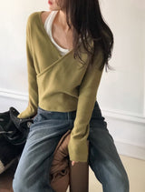 LPコジーVネックラップニット(3color)