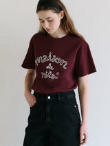 メゾンドローラ アウトライン Tシャツ バーガンディ