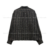 Diruin Tweed Damage Crop Shirt Jacket