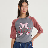 マルチーズトイラグランスリークォータースリーブTシャツ