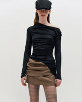 One Shoulder Draped Jersey Top _ BLACK