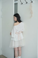 Big ribbon strap loose top - white