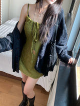 Lumi square Lace String Mini  Dress