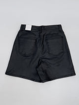 Matte leather wide half pants