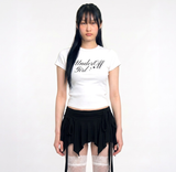 ストレッチコットンスリムショートスリーブTシャツロマンティック ホワイト
