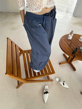 Khaki Cargo Wide Leg Straight Pants