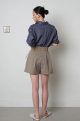 Twill Fintuck Shorts_Beige