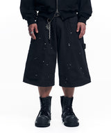 Double Knee Chino 8-Bermuda Pants - Black