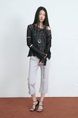 Wave Lace Pattern Knit (Black)