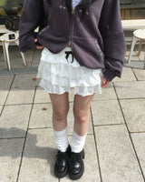 White frill cancan shorts