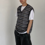 Net see-through dangara v neck knit vest 2C
