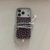 DOT LEOPARD SILVER GLASS CASE (BLUE BROWN)