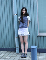 メッシュ スター ラッフル ミニスカート(BLUE)