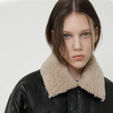 WOMAN FUR COLLAR FLIGHT JUMPER BLACK