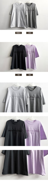 ポーチエンブロイダリースリットボクシーフィットショートスリーブTシャツ