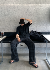 カイパーチュルクチェックパターンワイドフィットパンツ