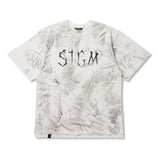 STGM ペイントダーティーウォッシュオーバーサイズショートスリーブTシャツ ホワイト/ブラック