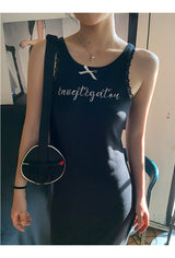 Black mini sleeveless long dress