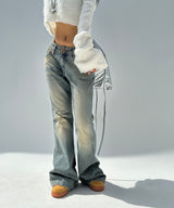 COFFEE BEAN LOOSE-FIT SEMI-WIDE YELLOW LIGHT BLUE BOOTCUT