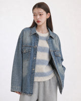 (UNISEX) スクラッチ デニム シャツ ジャケット