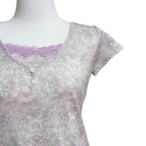 (2color) Flower Lace Crop Short Sleeve Tee